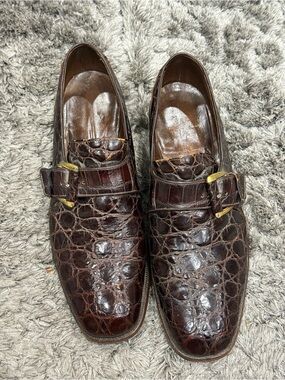 Florsheim Imperial Monk Strap Brown Full Alligator Leather Shoes size 12